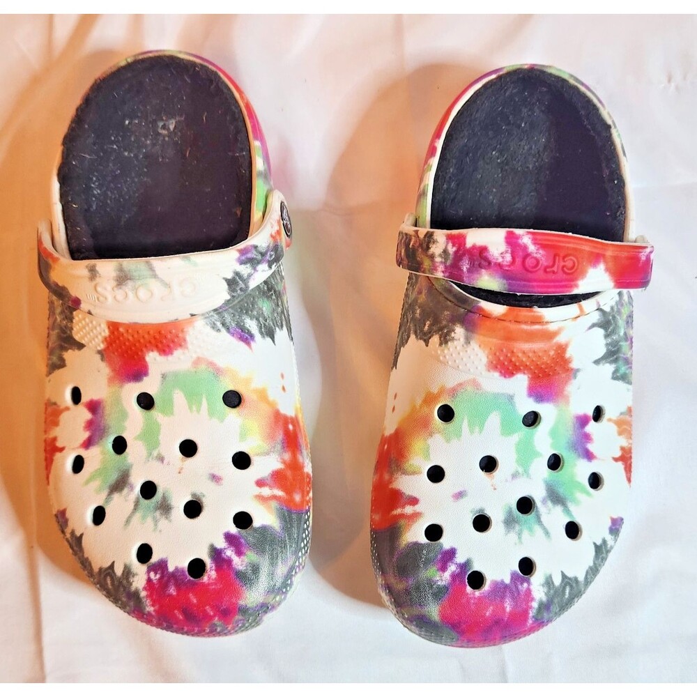 Crocs Classic Lined Tie Dye Clogs Men's 5 Women's 7 Fuzzy Multicolor